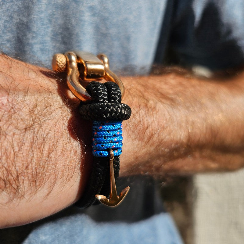 ADRIATICA Shackle & Anchor Bracelet Black Blue
