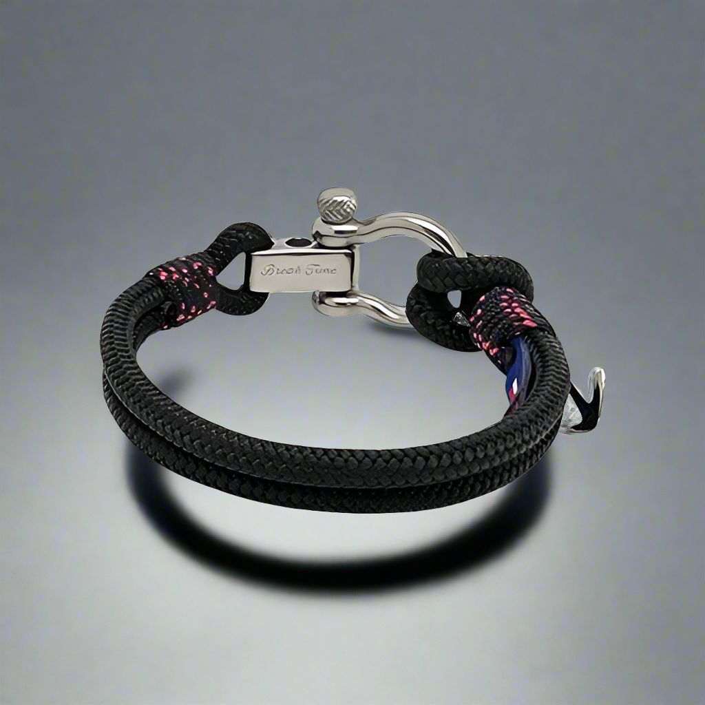 ADRIATICA Shackle & Anchor Bracelet Black Pink
