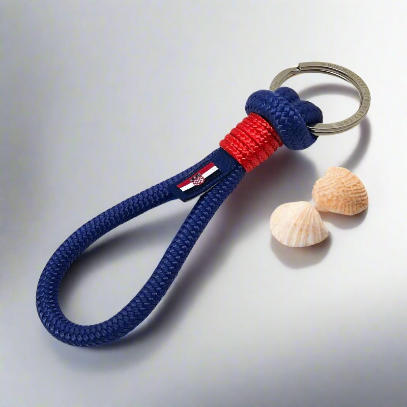 HARBOUR nautical rope keyring blue red