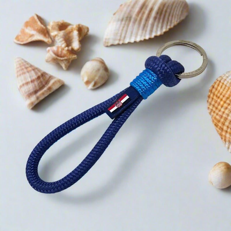 HARBOUR nautical rope keyring blue