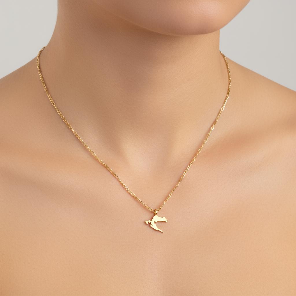 Steel necklace with OCEAN MINI Croatia map pendant