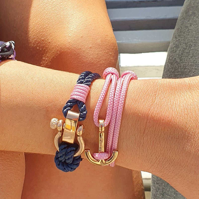 WAVES Soft Rope Bracelet Navy Blue Lavender Pink