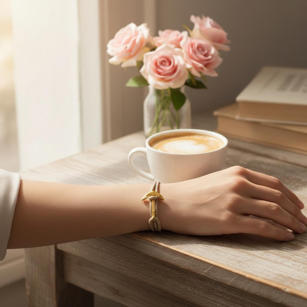 YACHT CREW medium anchor bracelet cafe au lait