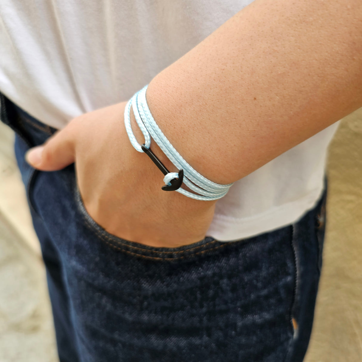 YACHT CREW mini anchor bracelet baby blue