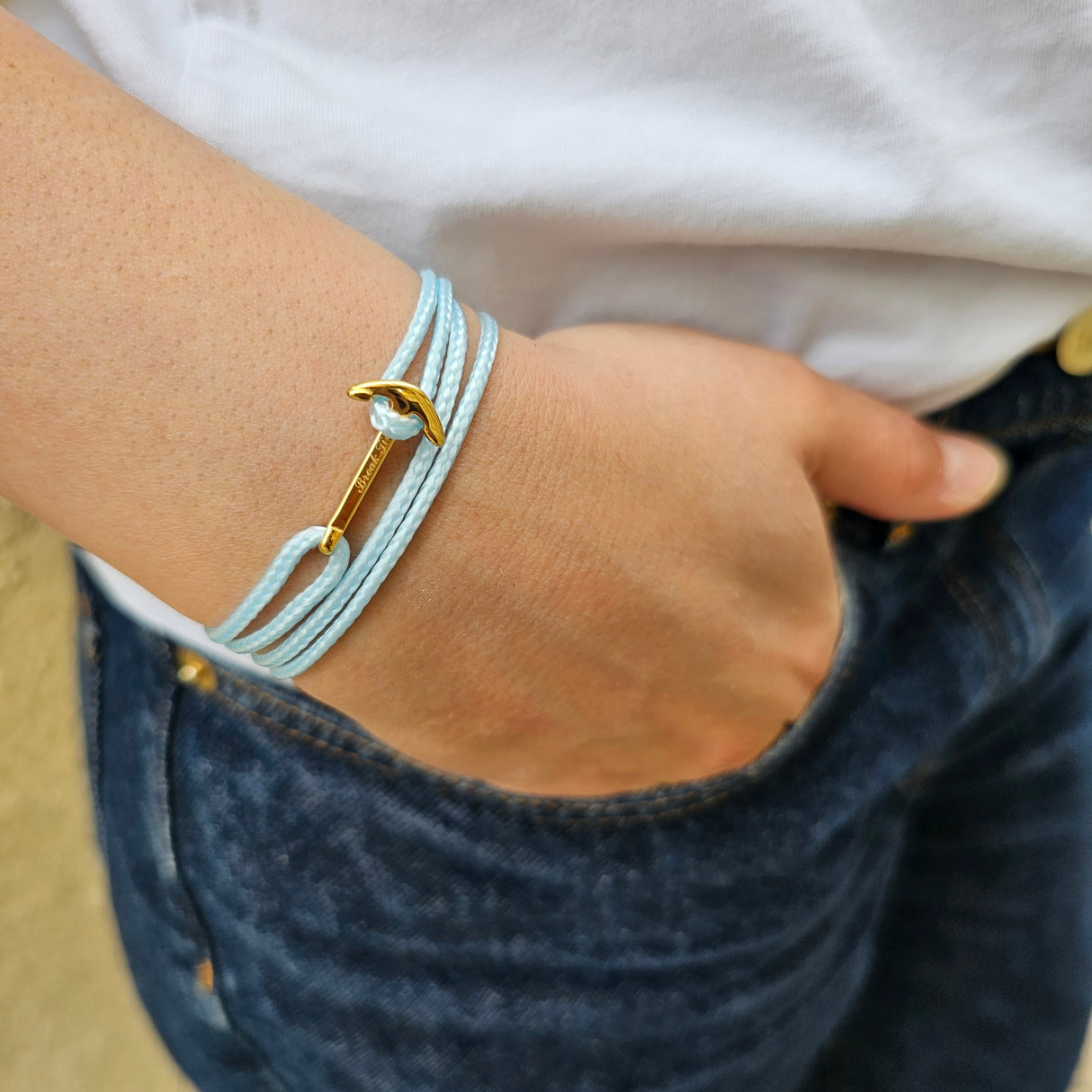 YACHT CREW mini anchor bracelet baby blue