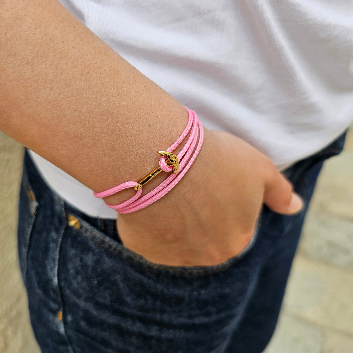 YACHT CREW mini anchor bracelet baby pink