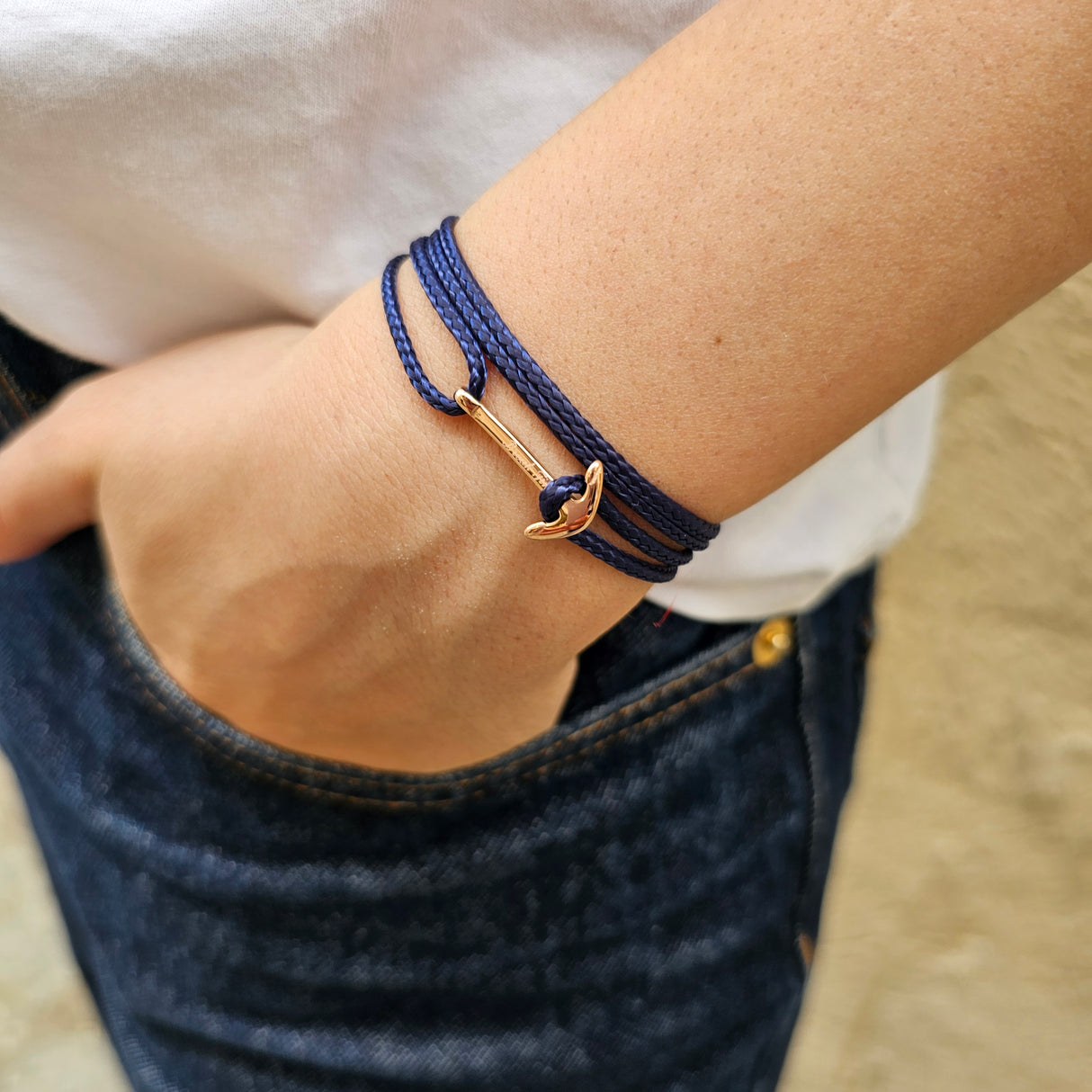 YACHT CREW mini anchor bracelet navy blue