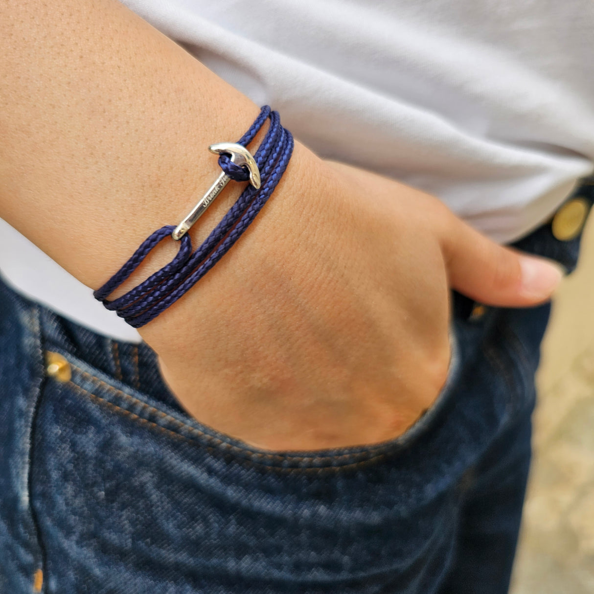 YACHT CREW mini anchor bracelet navy blue