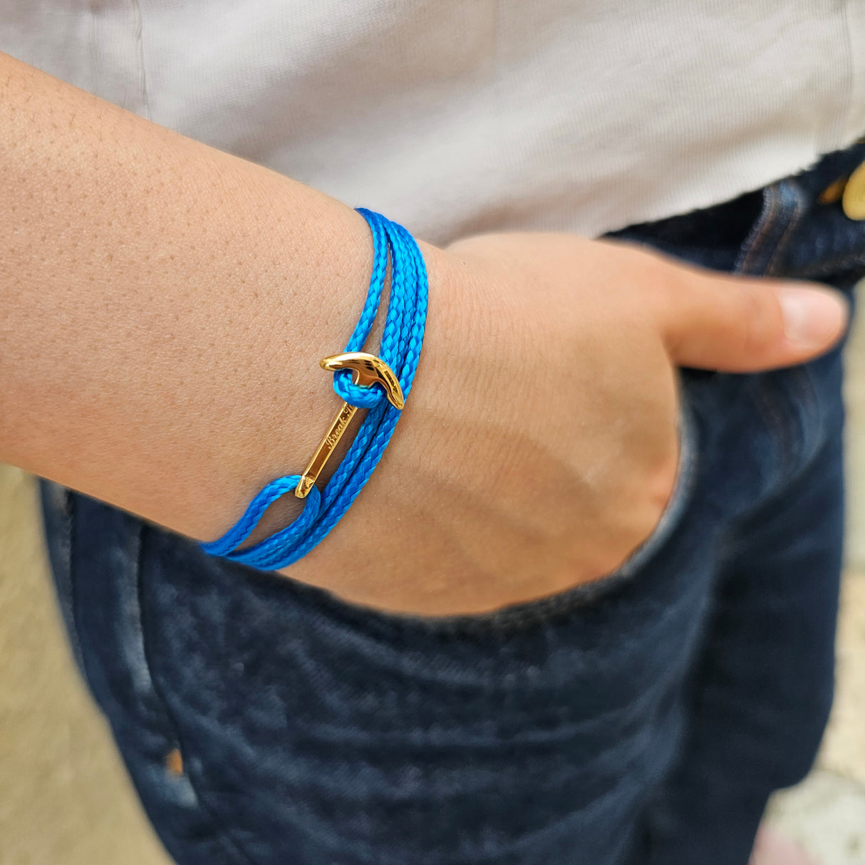 YACHT CREW mini anchor bracelet ocean blue