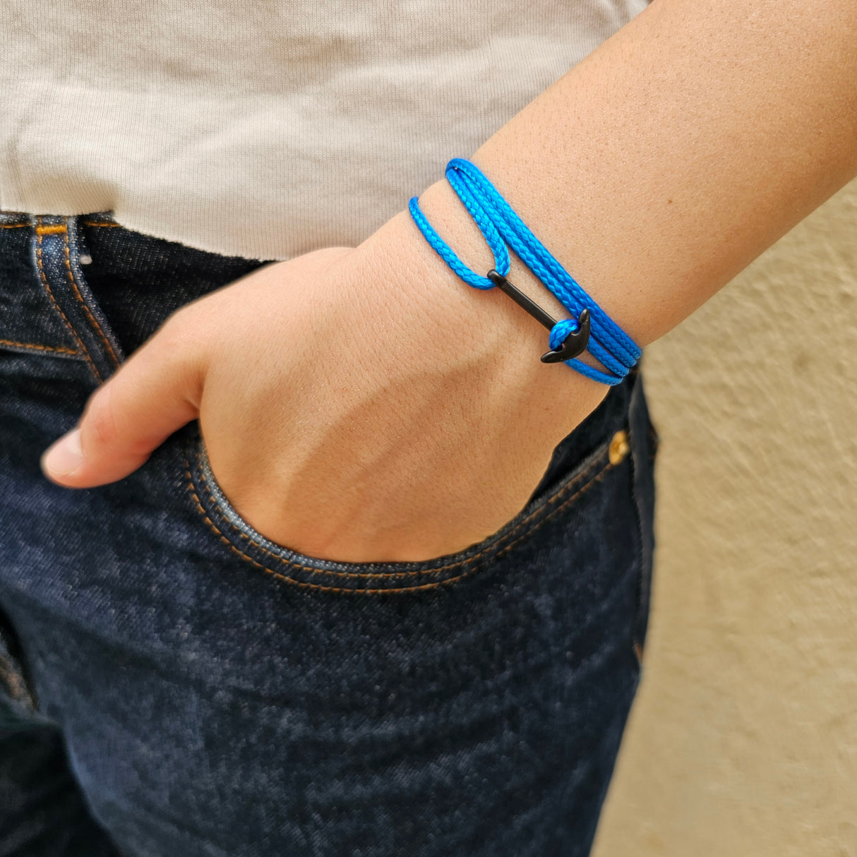 YACHT CREW mini anchor bracelet ocean blue