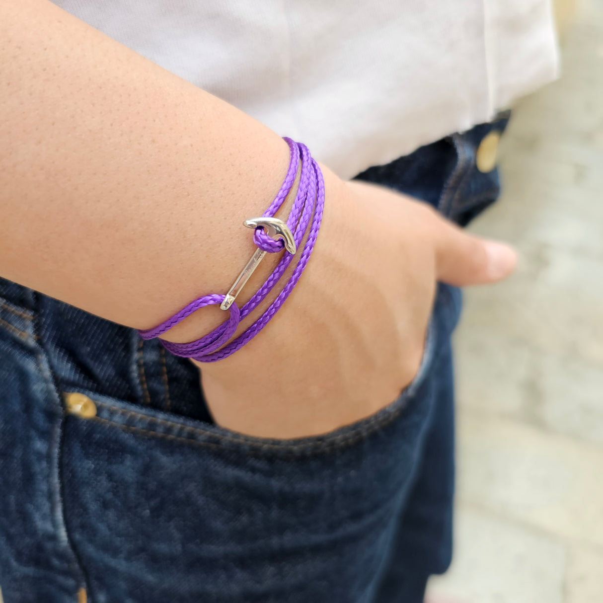 YACHT CREW mini anchor bracelet purple
