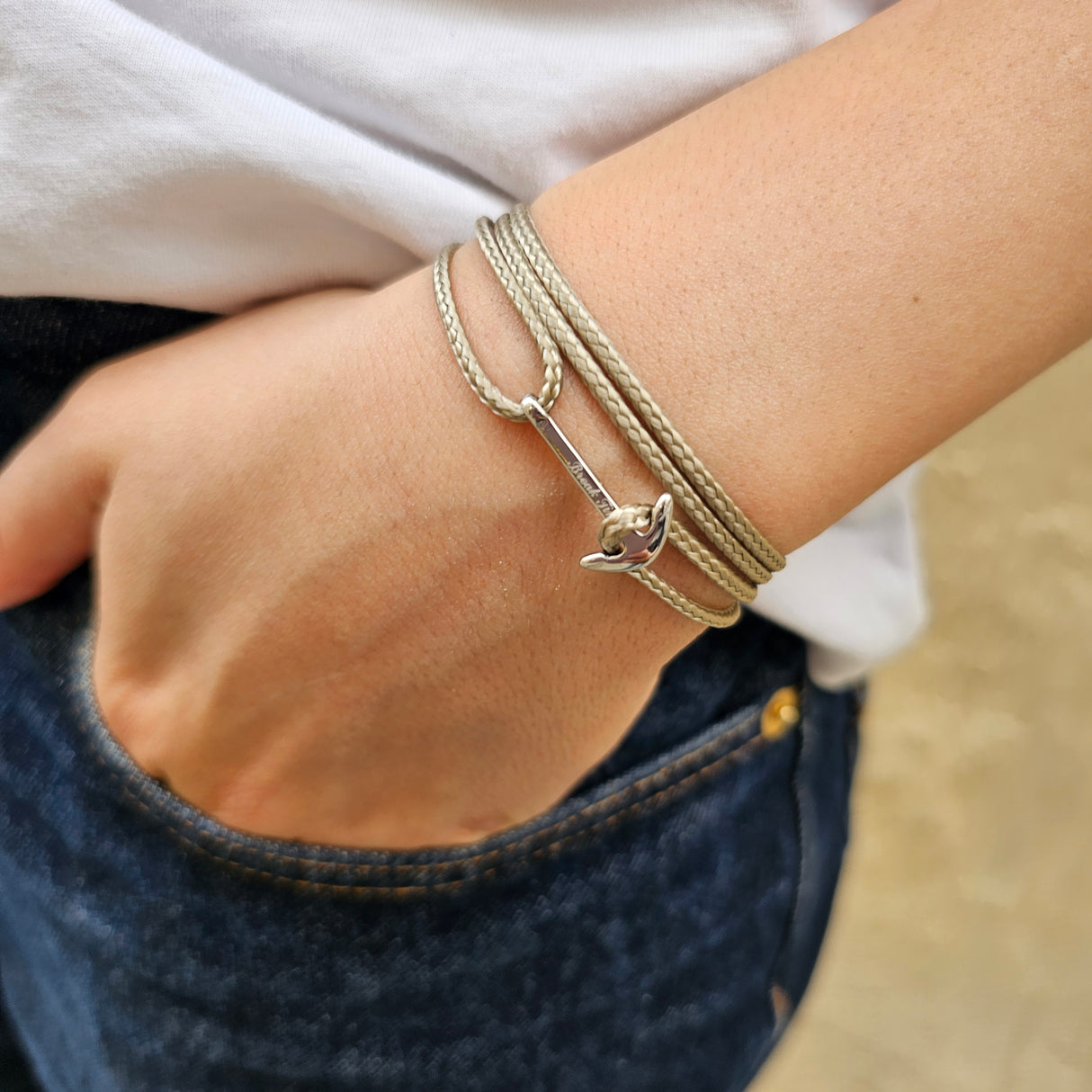 YACHT CREW mini anchor bracelet sand