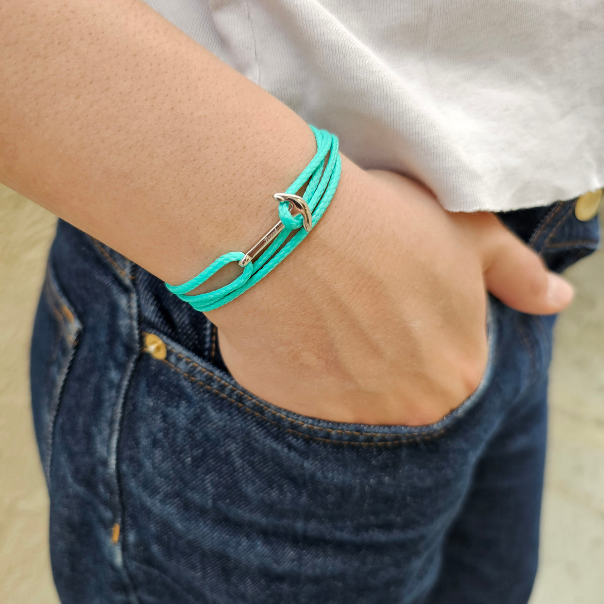 YACHT CREW mini anchor bracelet turquoise green
