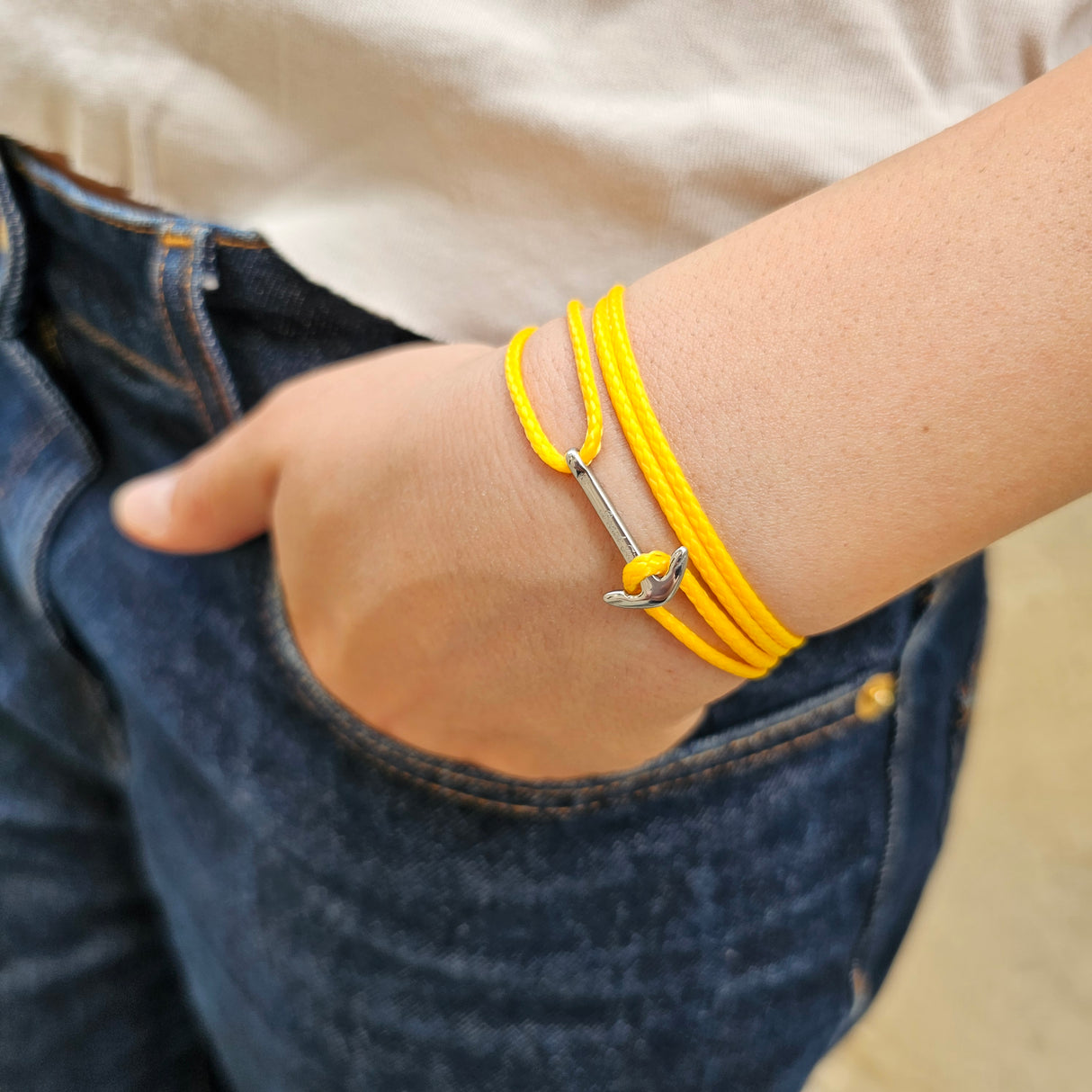 YACHT CREW mini anchor bracelet yellow