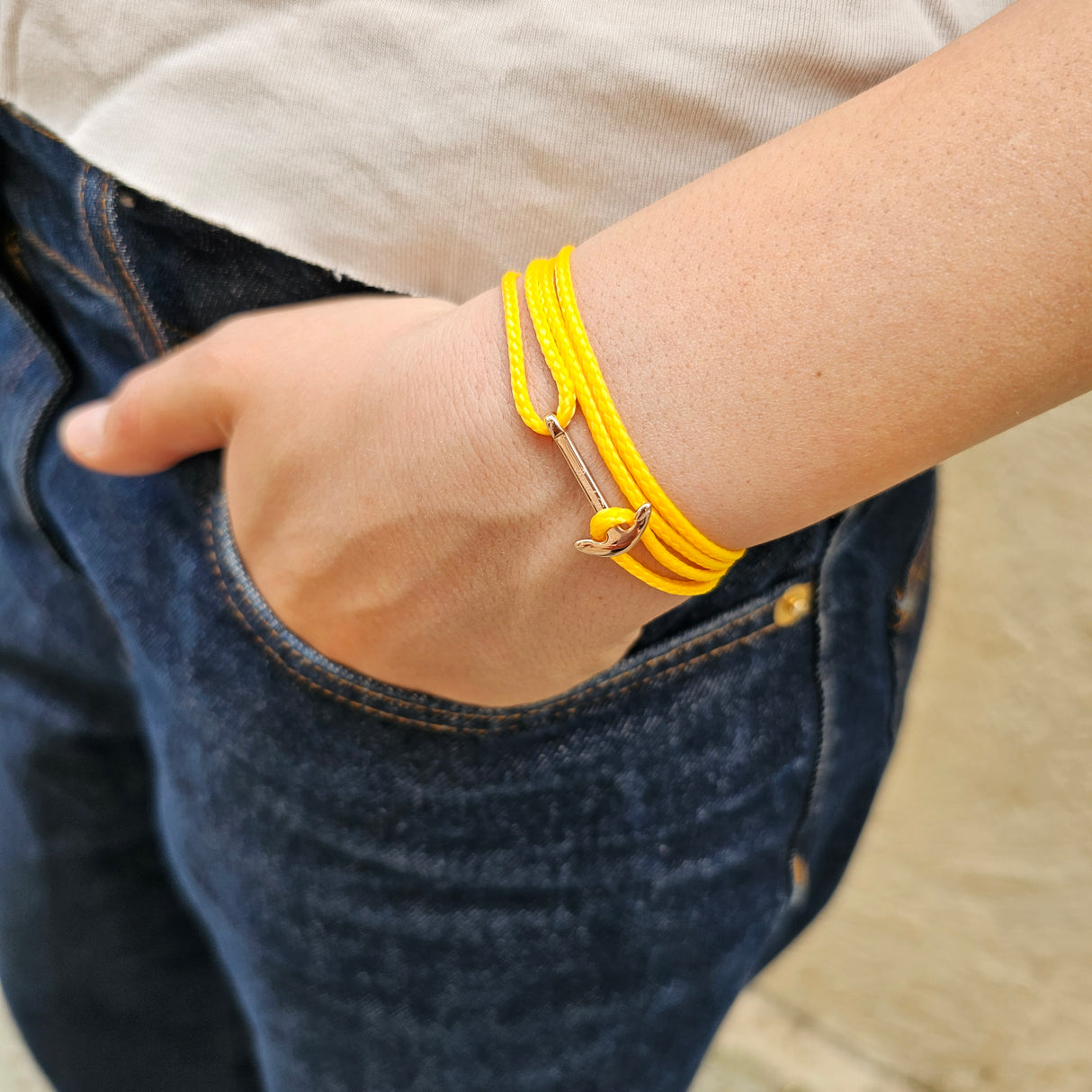 YACHT CREW mini anchor bracelet yellow