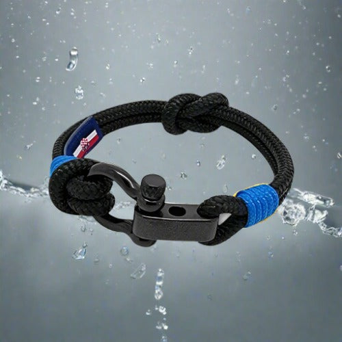 CAPTAIN Black Shackle Bracelet - Blue