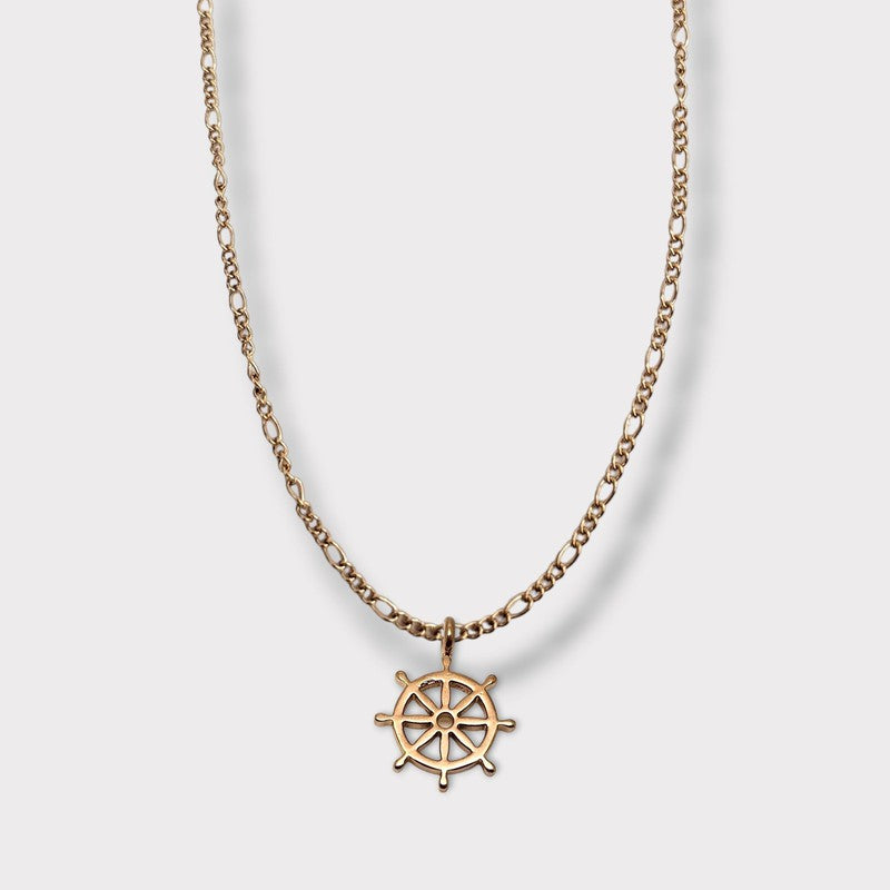 CHARMED steel necklace with boat wheel pendant