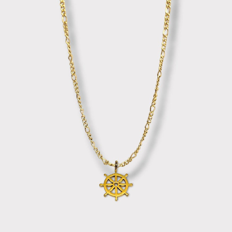CHARMED steel necklace with boat wheel pendant