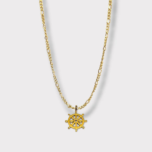 CHARMED steel necklace with boat wheel pendant