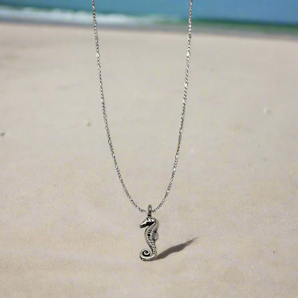 CHARMED steel necklace with sea horse pendant