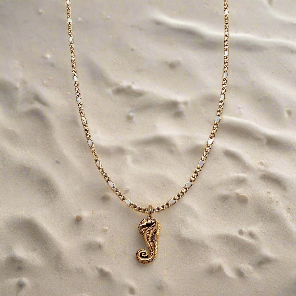 CHARMED steel necklace with sea horse pendant