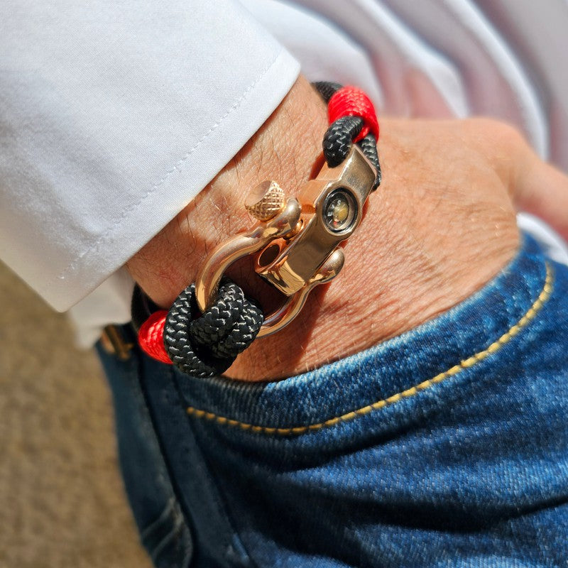 SEAMAN Compass Bracelet Black Red