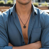 Steel necklace with OCEAN MINI boat wheel pendant