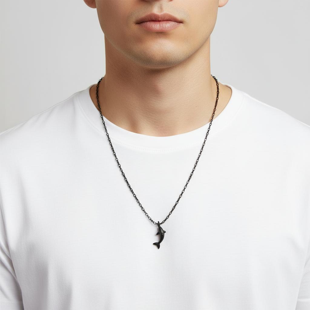 Steel necklace with OCEAN MINI dolphin pendant