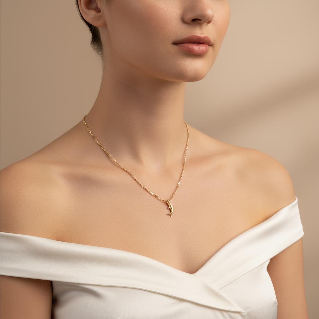 Steel necklace with OCEAN MINI dolphin pendant