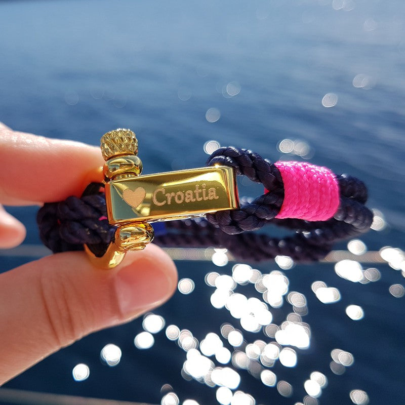 WAVES Soft Rope Bracelet Navy Blue Neon Pink